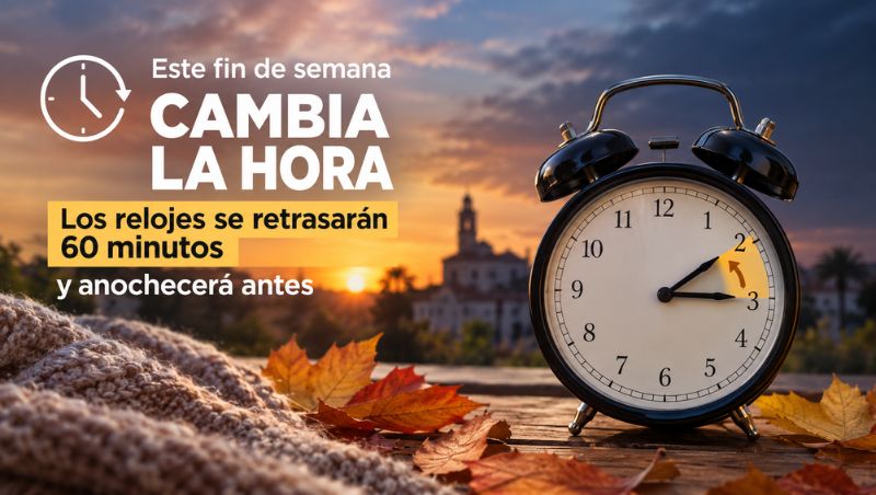 Este fin de semana cambia la hora: los relojes se retrasarán 60 minutos y anochecerá antes