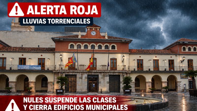 Nules suspende las clases y cierra edificios municipales ante la alerta roja por lluvias torrenciales